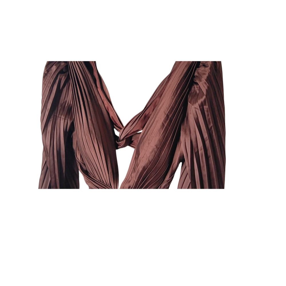 New with Tags Mac Duggal 26737 Brown Pleated Cutout Gown Long Sleeve Size 8 - Picture 8 of 16